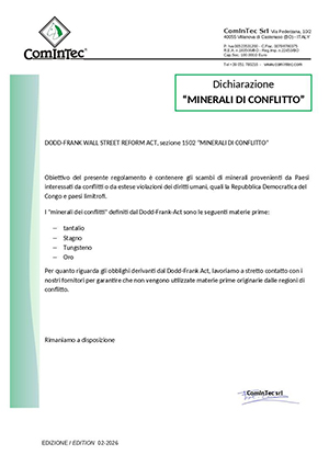 Dichiarazione “MINERALI DI CONFLITTO”