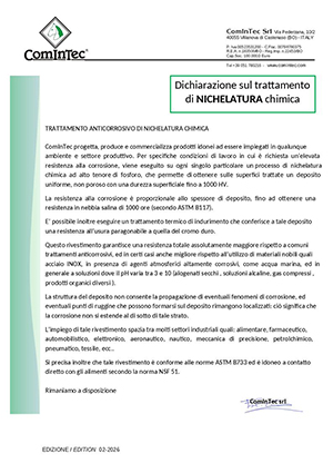 Dichiarazione "Nichelatura lucida"